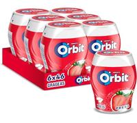 ORBIT - Bote de Chicles Sin Azúcar Sabor Fresa - Frescura Intensa y Larga Duración, Pack de 6 Botes con 46 Chicles Cada Uno