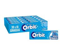 Orbit Chicles Sin Azúcar Menta Grageas Frescor Intenso 30 Paquetes x 10 u. | Chicle sin azúcar con xilitol para aliento fresco duradero -- formato multipack ideal para Barbacoa, picnic y vuelta al cole