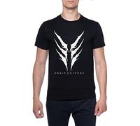 Orbit Culture Hombres Camiseta De Manga Corta Negro Cuello Redondo Men T-Shirt Black Round Neck