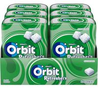 Orbit Refreshers, Bote de Chicles Sin Azúcar , Sabor Hierbabuena que proporciona frescura inmediata, grageas (6 x 30 chicles)