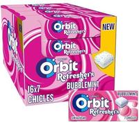 Orbit Refreshers, Chicles Sin Azúcar Bubblemint, en formato gragea en pack de bolsillo (16 x 7 chicles)