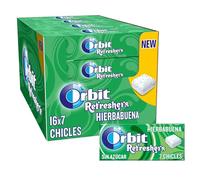 Orbit Refreshers, Chicles Sin Azúcar Sabor Hierbabuena que proporciona frescura inmediata, en formato gragea en formato gragea en pack de bolsillo (16 x 7 chicles)