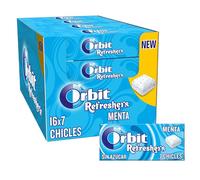 Orbit Refreshers, Chicles Sin Azúcar Sabor Menta que proporciona frescura inmediata, en formato gragea en formato gragea en pack de bolsillo (16 x 7 chicles)