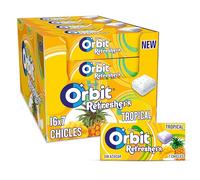 Orbit Refreshers Chicles Sin Azúcar Sabor Tropical en formato gragea Handypack, 16x7uds