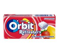 Orbit Refreshers Strawberry, Chicles sin Azúcar, Sabor Fresa y Limón, Pack de 12 Paquetes, 8 Chicles por Paquete