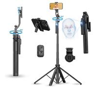 Orbitech Trípode de seguimiento facial AI con control de gestos, palo selfie giratorio de 360°, soporte ajustable para iPhone y Android, ideal para grabación de video, creación de contenido,