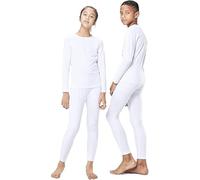 orbiz Conjunto completo de capa base térmica para niños, ropa interior cálida de invierno, parte inferior larga y camiseta de manga larga, blanco, 4-5 Years