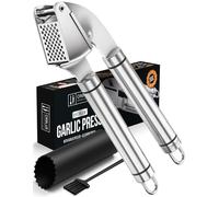 ORBLUE Prensa de Ajos y Machacador de Acero Inoxidable: ¡Prensa Ajos, Prensador y Picador Manual para Ajos Perfectamente Machacados y Aromáticos