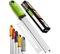 Orblue Rallador de limón y queso - Rallador multifuncional premium para parmesano, jengibre, chocolate, frutas, verduras - Cuchillas de acero inoxidable ultra afiladas con cubierta protectora, verde