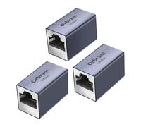 Orbram Extensor Ethernet con certificación UL de 10 Gbps, paquete de 3 adaptadores de acoplador RJ45 para cable Cat8/Cat7/Cat6a/Cat6/Cat5, conexión de larga distancia de 328 pies, acoplador hembra a