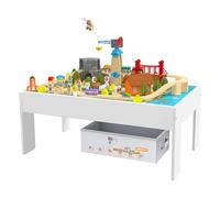 Orbrium Juego de 112 piezas de tren de madera para aprender y jugar para niños, compatible con Thomas Brio Mellisa Doug de 3, 4 y 5 años