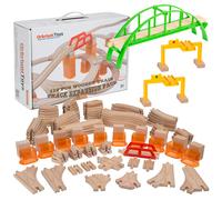 ORBRIUM Toys 110 PCS Pack de expansin de la va de tren de madera Compatible con el tren de madera Thomas Brio Thomas el motor del tanque