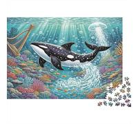 Orca Adult Jigsaw Puzzles Orca Whale in Ocean for The Whole Family Women, Gifts for Men 70x50cm/1000pcs