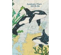 Orca at Orkney A5 academic mid year diary planner 2025/26 - coastal nautical designs sewn onto old sea charts maps