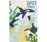 Orca at Orkney Scotland A6 2027 pocket diary daily planner journal - coastal nautical designs sewn onto old sea charts maps | Week to view