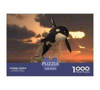 Orca Atardecer Puzzle de 1000 Piezas Papel para Adultos Ballena Saltando Puzzle para Toda la Familia 70x50cm/1000pcs