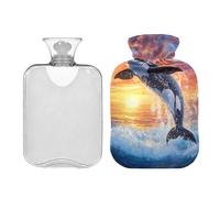 Orca - Botella de agua caliente con tapa suave, bolsa de agua caliente de 1 litro para calambres, alivio del dolor, bolsas calientes