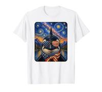 Orca con Gafas de Bandera de Estados Unidos Arte Americano Camiseta gráfica económica, Hombre, Blanco, XL