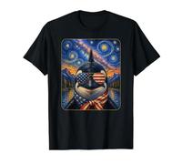Orca con Gafas de Bandera de Estados Unidos Arte Americano Camiseta gráfica económica, Hombre, Negro, L