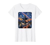 Orca con Gafas de Bandera de Estados Unidos Arte Americano Camiseta gráfica económica, Mujer, Blanco, XS