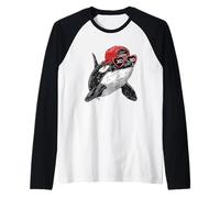 Orca Divertida con Gafas de Sol Arte Marino Camiseta Manga Raglan