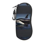 Orca - Funda grande para gafas con estampado de ballena asesina, soporte duradero para gafas para mujer con carcasa dura, perfecto para viajes y uso diario, Negro -, talla única