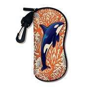 Orca - Funda suave para gafas, diseño de ballena azul océano, fundas de seguridad para gafas de sol con cierre de cremallera, almacenamiento portátil de viaje, Azul, 3x7 Inch