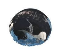 Orca impresa,Gorro de ducha, gorro de noche, gorro de baño elástico impermeable de doble capa, reutilizable para el cabello.