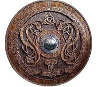 Orca INTERNATIONAL CO. Adorno Celta Redondo De Madera Medieval Tallado Nórdico, Escudo Vikingo Para Adultos Y Niños, Marrón, Estándar, Como Se Muestra En