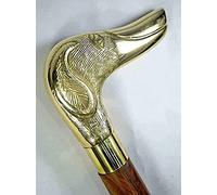 Orca INTERNATIONAL CO. Bastón Artesanal con Mango de Cabeza de Perro Hecho de bastón de latón Macizo, Unisex (Marrón, Estándar)