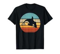 Orca Killer Ballena Retro Vintage 60s 70s Puesta de sol Sea Animal Camiseta