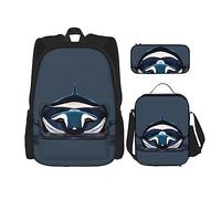 Orca Killer Whale - 3 mochilas de 16 pulgadas para escuela preescolar y lonchera para niños pequeños, Black, Talla única, Juego de mochila escolar