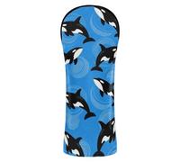 Orca Killer Whale Blue Ocean Bubble Graphic Golf Club Head Cover PU Leather with Number Tag for Driver/Fairway Wood/Hybrid