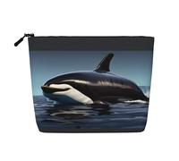 Orca Killer Whale - Bolsa de maquillaje con estampado de ballena asesina, bolsa de aseo de viaje, organizador de maquillaje portátil para mujer, Black, Talla única