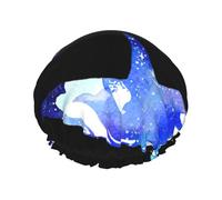 Orca Killer Whale - Gorro de ducha con forro suave, doble capa, lavable, banda elástica ancha, gorro de ducha para el baño