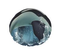 Orca Killer Whale - Gorro de ducha para mujeres y hombres, ajustable, reutilizable, doble capa, impermeable, forro EVA, gorro de pelo con banda elástica para todas las longitudes de cabello