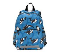 Orca Killer Whale on Blue Background - Mochila para niños pequeños, mochila escolar para preescolar, jardín de infantes, bolsa de viaje, guardería para niños y niñas