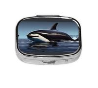 Orca Killer Whale - Pastillero con impresión de ballena asesina, 2 compartimentos grandes a prueba de humedad, organizador portátil para viajes
