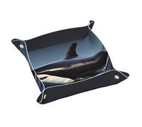 Orca Killer Whale Print - Bandeja de cuero con estampado de ballena para escritorio, organizador de almacenamiento para escritorio, bandeja decorativa, bandeja para mesita de noche