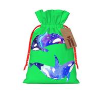 Orca Killer Whale Print - Bolsa de regalo de lino con cordón para fiestas de Navidad, bolsas de regalo de embalaje de vacaciones.