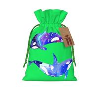 Orca Killer Whale Print - Bolsa de regalo de lino con cordón para fiestas de Navidad, bolsas de regalo de embalaje de vacaciones.