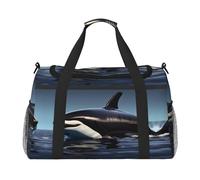 Orca Killer Whale Print - Bolsa de viaje con cremalleras y asas, bolsa de lona plegable grande para vacaciones familiares, Black, Talla única