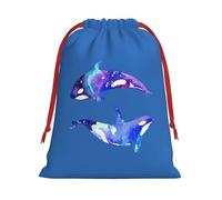 Orca Killer Whale Print Bolsas de regalo con cordón de varios tamaños, bolsas de regalo de tela, para cumpleaños, regalos de vacaciones y mucho más