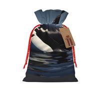 Orca Killer Whale Print - Bolsas de regalo de Navidad con cordón de tela versátil, perfectas para vacaciones y ocasiones especiales