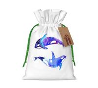 Orca Killer Whale Print Festive Christmas Bag - Bolsas con cordón para decoración de temporada de Navidad