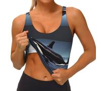 Orca Killer Whale Print Print Leisure Crop Tank para mujer, secado rápido, chaleco deportivo, yoga, fitness, Negro, XXL