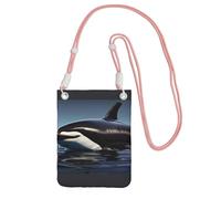 Orca Killer Whale Print Sling Bag para hombres y mujeres, mini monederos casuales para teléfono, bolsa antirrobo, para senderismo, viajes, Rosado, Talla única