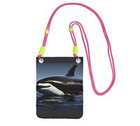 Orca Killer Whale Print Sling Bag para hombres y mujeres, mini monederos casuales para teléfono, bolsa antirrobo, para senderismo, viajes, Fucsia, Talla única