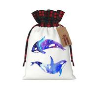 Orca Killer Whale Printing - Bolsa de Navidad de 4.7 x 6.9 pulgadas, cierre de cordón, para Navidad, aniversarios, cumpleaños, sostiene regalos