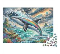 Orca Rompecabezas de Papel de Ballena arcoíris Saltando en el océano, para niños +12, Divertido 52x38cm/1000 Piezas